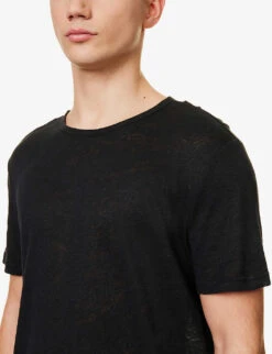 Jordan Crewneck Linen T-shirt -Gentlemen Style Shop R04095889 BLACK ALT04