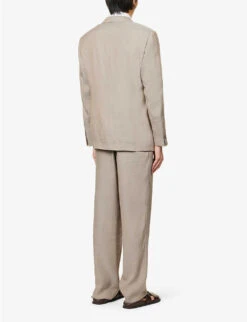 Giorgio Armani Double-breasted Regular-fit Woven Suit 14 Giorgio Armani Double-breasted Regular-fit Woven Suit -Gentlemen Style Shop R04096683 PEWTER ALT03