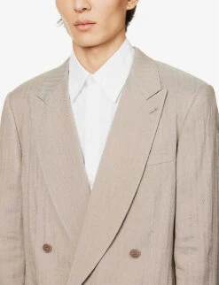 Giorgio Armani Double-breasted Regular-fit Woven Suit 15 Giorgio Armani Double-breasted Regular-fit Woven Suit -Gentlemen Style Shop R04096683 PEWTER ALT04