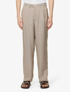 Giorgio Armani Double-breasted Regular-fit Woven Suit 18 Giorgio Armani Double-breasted Regular-fit Woven Suit -Gentlemen Style Shop R04096683 PEWTER ALT07