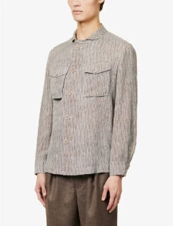 Giorgio Armani Graphic-pattern Long-sleeved Regular-fit Cotton Shirt 9 Giorgio Armani Graphic-pattern Long-sleeved Regular-fit Cotton Shirt -Gentlemen Style Shop R04096684 QUIETGRAY ALT02