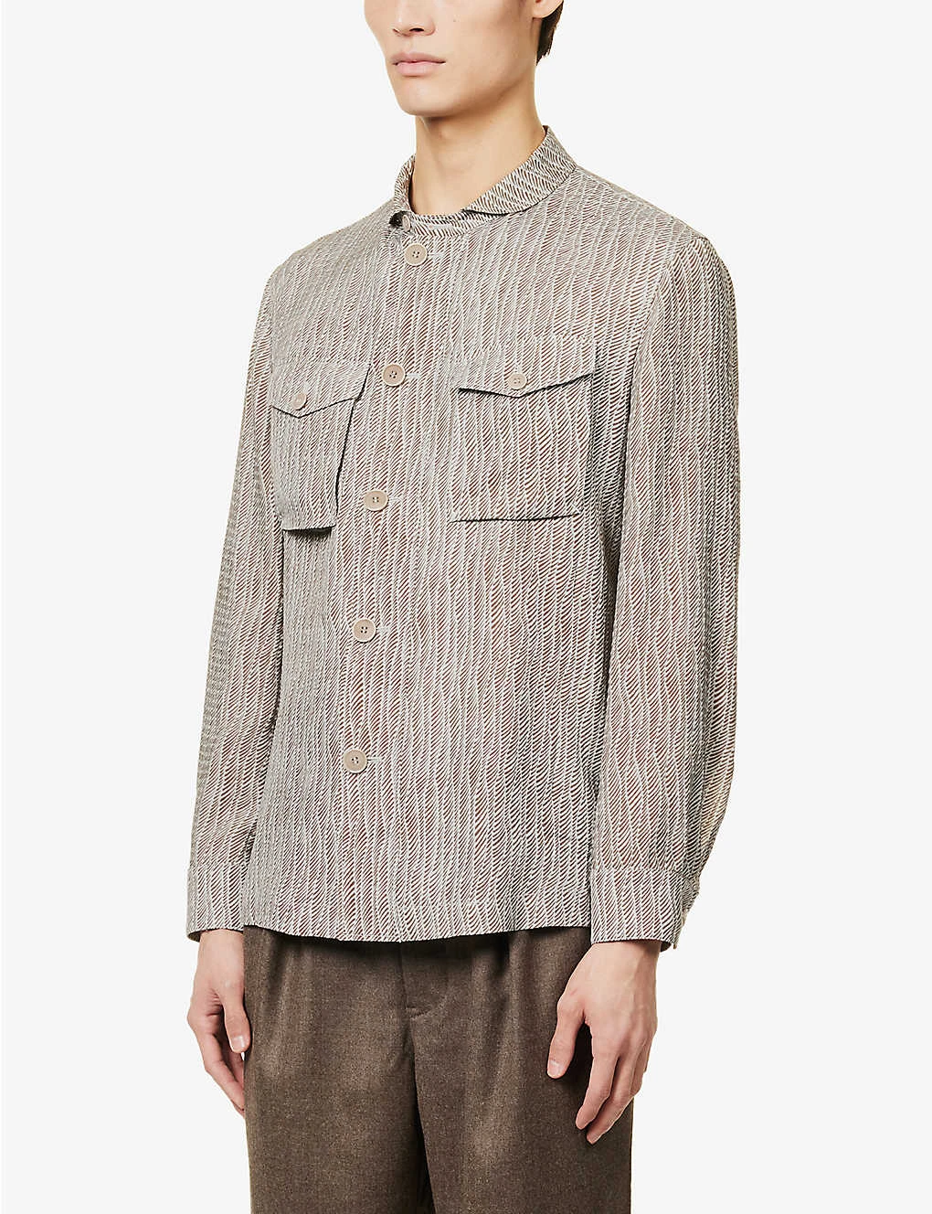 Giorgio Armani Graphic-pattern Long-sleeved Regular-fit Cotton Shirt 5 Giorgio Armani Graphic-pattern Long-sleeved Regular-fit Cotton Shirt - Image 3