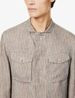 Giorgio Armani Graphic-pattern Long-sleeved Regular-fit Cotton Shirt 11 Giorgio Armani Graphic-pattern Long-sleeved Regular-fit Cotton Shirt -Gentlemen Style Shop R04096684 QUIETGRAY ALT04