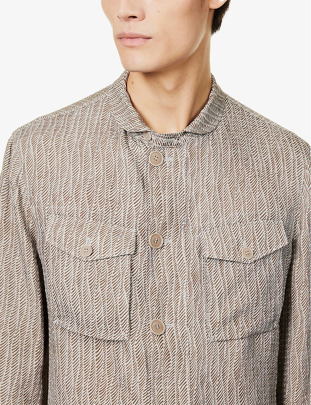 Giorgio Armani Graphic-pattern Long-sleeved Regular-fit Cotton Shirt 7 Giorgio Armani Graphic-pattern Long-sleeved Regular-fit Cotton Shirt - Image 5