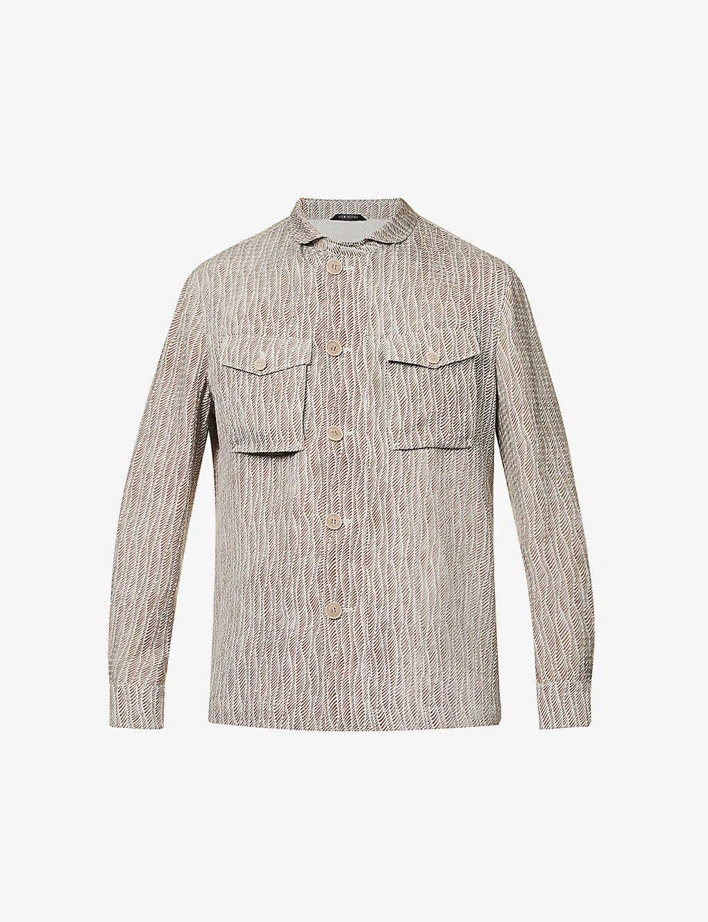 Giorgio Armani Graphic-pattern Long-sleeved Regular-fit Cotton Shirt 3 Giorgio Armani Graphic-pattern Long-sleeved Regular-fit Cotton Shirt