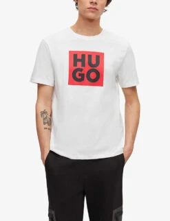 Hugo Logo-print Organic-cotton T-shirt -Gentlemen Style Shop R04100798 WHITE ALT02