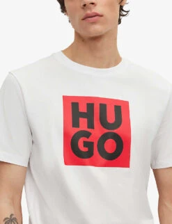 Hugo Logo-print Organic-cotton T-shirt -Gentlemen Style Shop R04100798 WHITE ALT04
