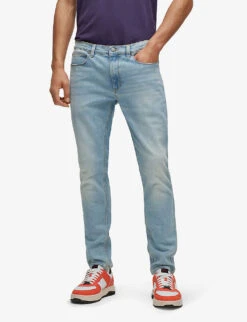 Hugo Logo-patch Extra Slim-fit Stretch-denim Jeans -Gentlemen Style Shop R04100913 TURQUOISEAQUA ALT02