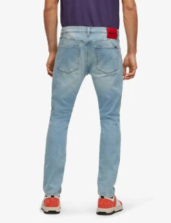 Hugo Logo-patch Extra Slim-fit Stretch-denim Jeans -Gentlemen Style Shop R04100913 TURQUOISEAQUA ALT03