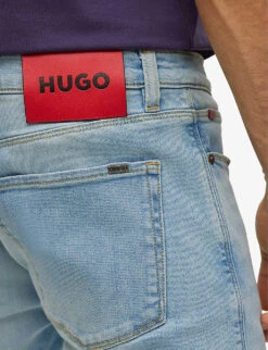 Hugo Logo-patch Extra Slim-fit Stretch-denim Jeans -Gentlemen Style Shop R04100913 TURQUOISEAQUA ALT04
