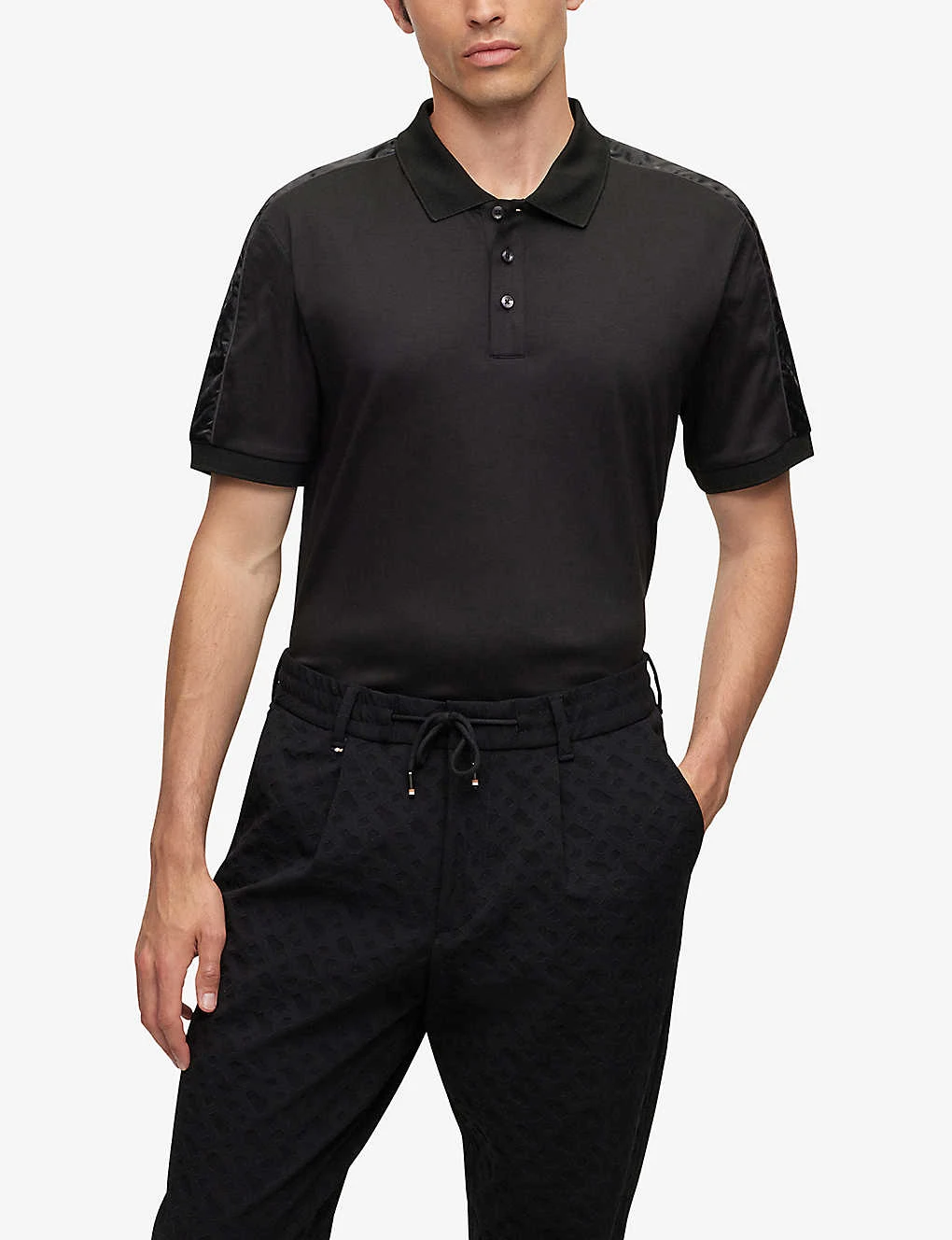 Boss Jacquard-trim Regular-fit Cotton Polo Shirt 5 Boss Jacquard-trim Regular-fit Cotton Polo Shirt - Image 3