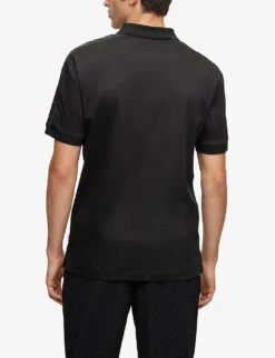 Boss Jacquard-trim Regular-fit Cotton Polo Shirt 10 Boss Jacquard-trim Regular-fit Cotton Polo Shirt -Gentlemen Style Shop R04100921 BLACK ALT03