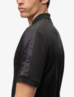Boss Jacquard-trim Regular-fit Cotton Polo Shirt 11 Boss Jacquard-trim Regular-fit Cotton Polo Shirt -Gentlemen Style Shop R04100921 BLACK ALT04