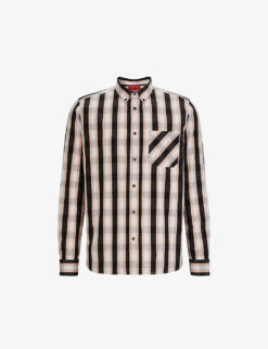 Hugo Check-print Relaxed-fit Cotton-poplin Shirt