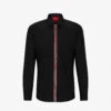 Hugo Contrast Trim Brand-tab Regular-fit Stretch-shell Shirt -Gentlemen Style Shop R04101059 BLACK M