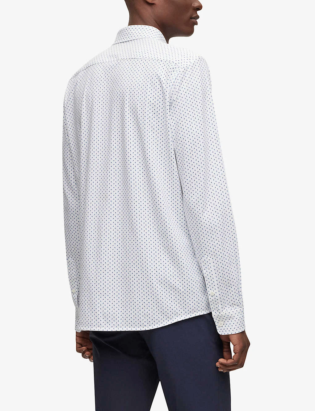 Boss Motif-print Kent-collar Slim-fit Cotton-blend Shirt 6 Boss Motif-print Kent-collar Slim-fit Cotton-blend Shirt - Image 4