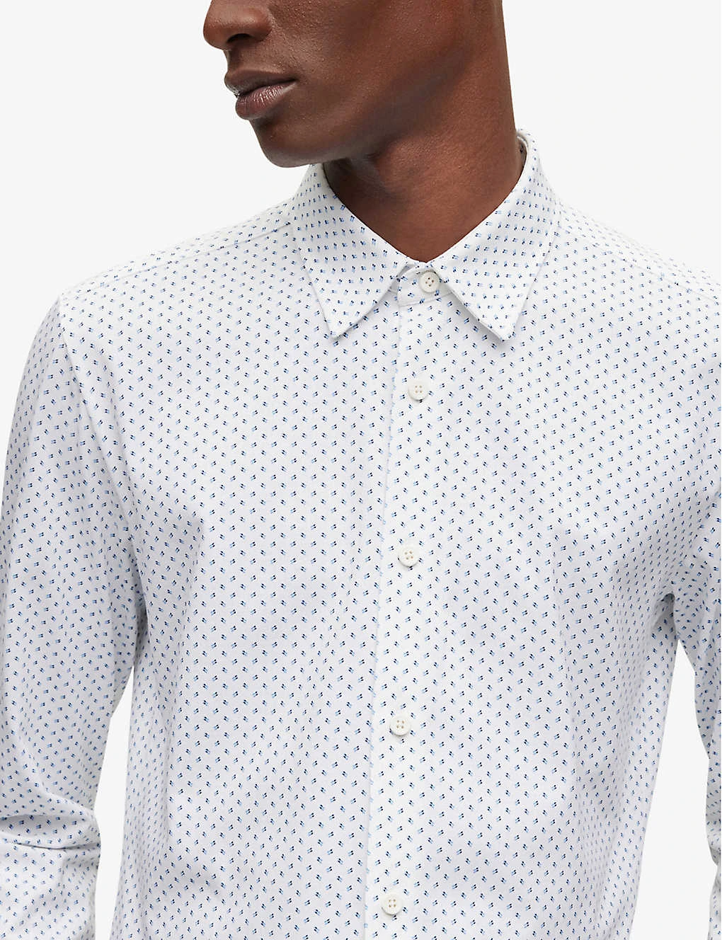 Boss Motif-print Kent-collar Slim-fit Cotton-blend Shirt 7 Boss Motif-print Kent-collar Slim-fit Cotton-blend Shirt - Image 5
