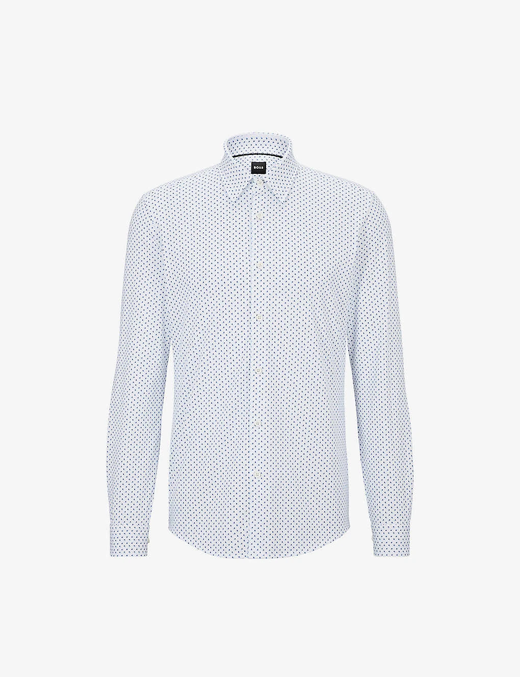 Boss Motif-print Kent-collar Slim-fit Cotton-blend Shirt 3 Boss Motif-print Kent-collar Slim-fit Cotton-blend Shirt