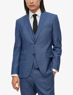 Boss Business Slim-fit Single-breasted Wool-blend Three-piece Suit -Gentlemen Style Shop R04101232 BRIGHTBLUE ALT02