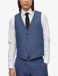 Boss Business Slim-fit Single-breasted Wool-blend Three-piece Suit -Gentlemen Style Shop R04101232 BRIGHTBLUE ALT04