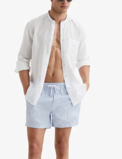 Reiss Coast Stripe-pattern Elasticated-waist Stretch-woven Swim Shorts 9 Reiss Coast Stripe-pattern Elasticated-waist Stretch-woven Swim Shorts -Gentlemen Style Shop R04107018 SOFTBLUEWHITE ALT02