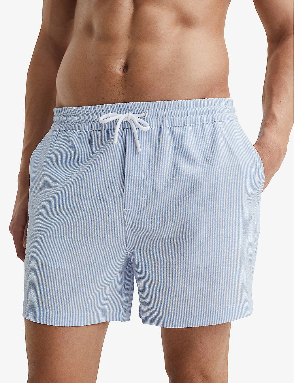 Reiss Coast Stripe-pattern Elasticated-waist Stretch-woven Swim Shorts 7 Reiss Coast Stripe-pattern Elasticated-waist Stretch-woven Swim Shorts - Image 5