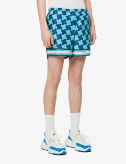 Casablanca Brand-patch Graphic-print Swim Shorts -Gentlemen Style Shop R04108435 POOLTILE ALT02