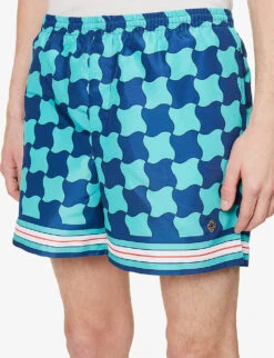 Casablanca Brand-patch Graphic-print Swim Shorts -Gentlemen Style Shop R04108435 POOLTILE ALT04