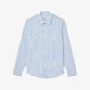 Sandro Stripe-pattern Collared Regular-fit Woven Shirt 2 Sandro Stripe-pattern Collared Regular-fit Woven Shirt -Gentlemen Style Shop R04111296 BLEUS M