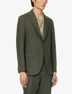 PAUL SMITH Single-breasted Regular-fit Linen Suit -Gentlemen Style Shop R04114878 GREEN ALT02