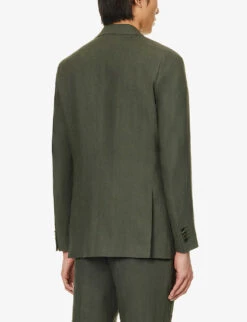 PAUL SMITH Single-breasted Regular-fit Linen Suit -Gentlemen Style Shop R04114878 GREEN ALT03