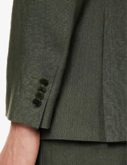 PAUL SMITH Single-breasted Regular-fit Linen Suit -Gentlemen Style Shop R04114878 GREEN ALT05