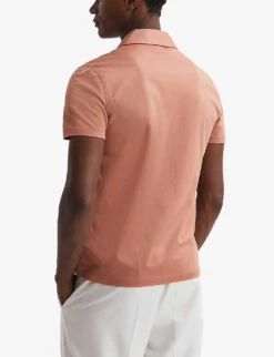 Reiss Caspa Short-sleeved Cuban-collar Cotton-jersey Shirt -Gentlemen Style Shop R04116723 TERRACOTTA ALT03