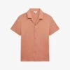 Reiss Caspa Short-sleeved Cuban-collar Cotton-jersey Shirt 1 Reiss Caspa Short-sleeved Cuban-collar Cotton-jersey Shirt -Gentlemen Style Shop R04116723 TERRACOTTA M