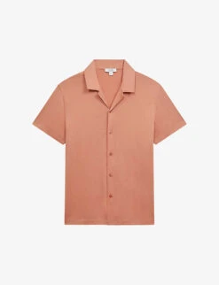 Reiss Caspa Short-sleeved Cuban-collar Cotton-jersey Shirt
