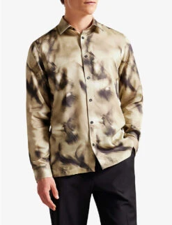 Ted Baker Bentham Abstract-print Long-sleeved Woven Shirt 8 Ted Baker Bentham Abstract-print Long-sleeved Woven Shirt -Gentlemen Style Shop R04117772 LTGREY ALT02