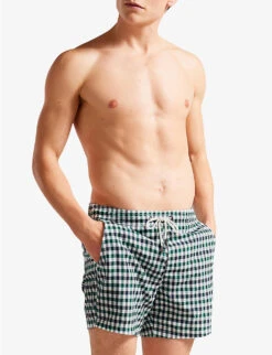 Ted Baker Addling Checked Recycled-polyester Swim Shorts 8 Ted Baker Addling Checked Recycled-polyester Swim Shorts -Gentlemen Style Shop R04117776 NAVY ALT02