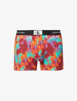 Calvin Klein Abstract-print Stretch-recycled Cotton-blend Trunks