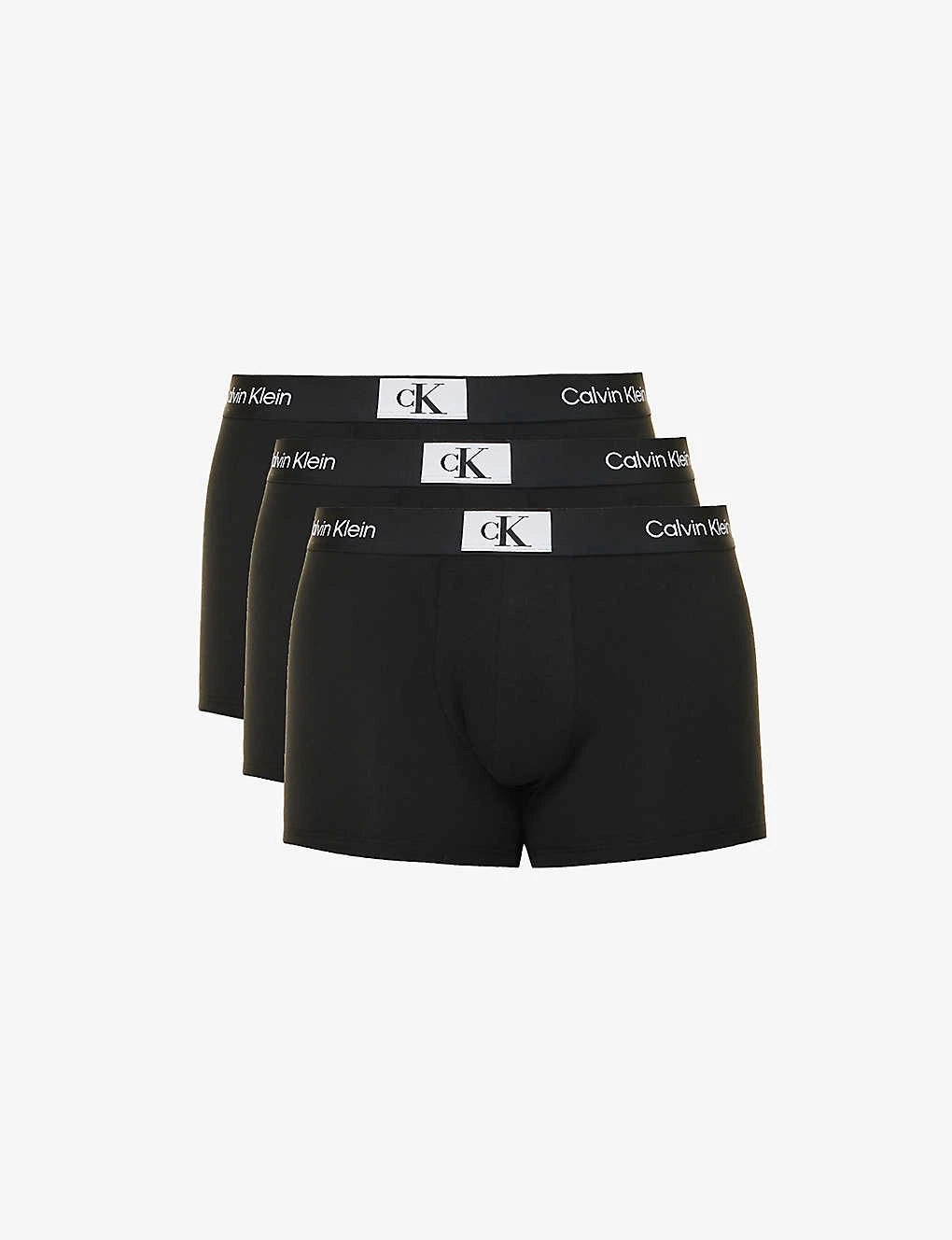 Calvin Klein Logo-waistband Mid-rise Pack Of Three Stretch-cotton Trunks 3 Calvin Klein Logo-waistband Mid-rise Pack Of Three Stretch-cotton Trunks