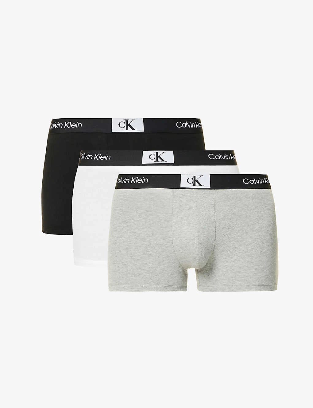 Calvin Klein Logo-waistband Pack Of Three Stretch-recycled Cotton-blend Trunks 3 Calvin Klein Logo-waistband Pack Of Three Stretch-recycled Cotton-blend Trunks
