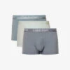 Calvin Klein Branded-waistband Mid-rise Pack Of Three Stretch-cotton And Recycled-polyester Trunks -Gentlemen Style Shop R04117819 MULTI M