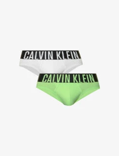 Calvin Klein Branded-waistband Regular-fit Pack Of Two Stretch-cotton Briefs