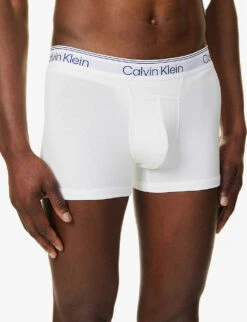 Calvin Klein Logo-waistband Stretch-cotton Trunks 9 Calvin Klein Logo-waistband Stretch-cotton Trunks -Gentlemen Style Shop R04117844 WHITE ALT03
