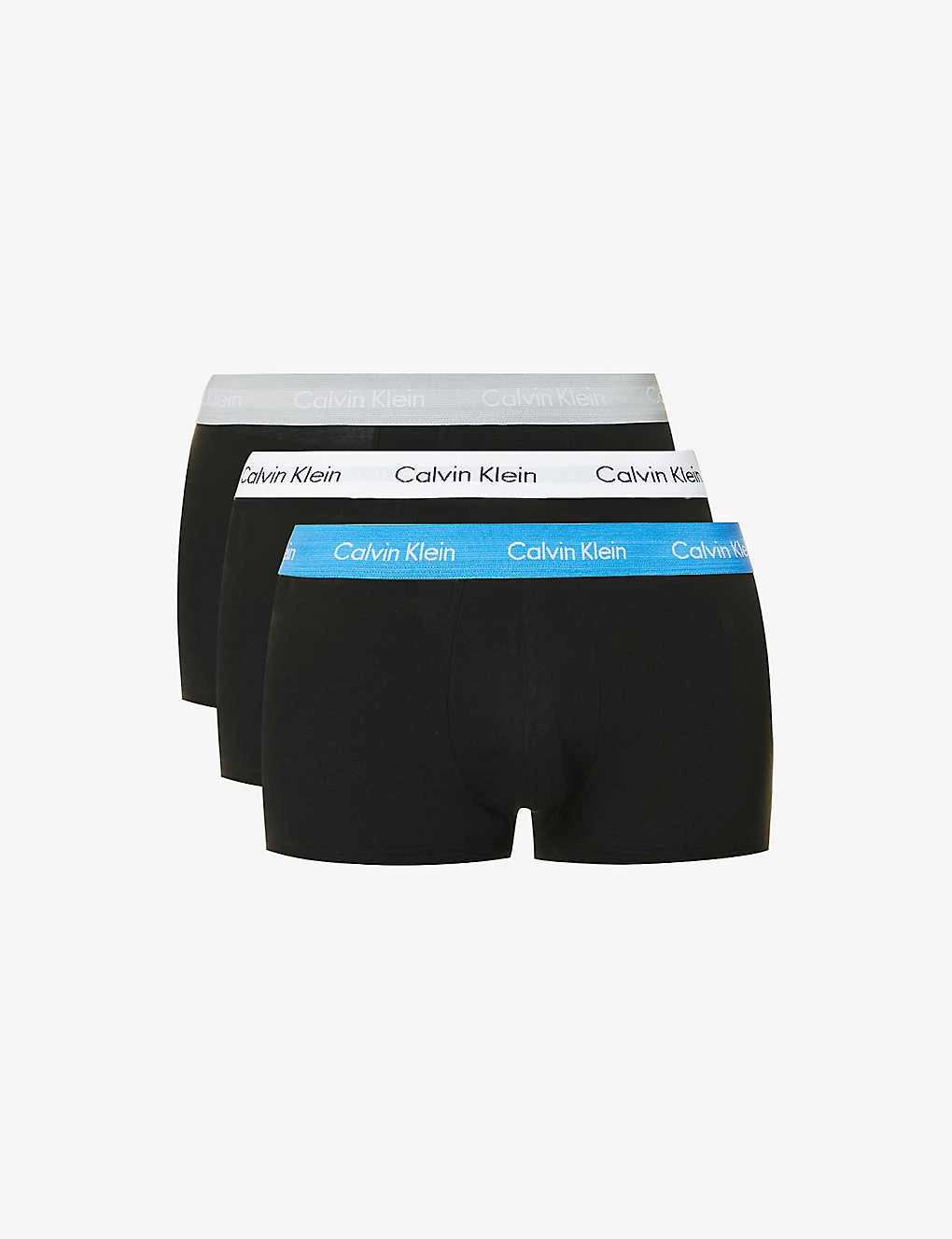 Calvin Klein Logo-waistband Low-rise Pack Of Three Stretch-cotton Trunks 3 Calvin Klein Logo-waistband Low-rise Pack Of Three Stretch-cotton Trunks
