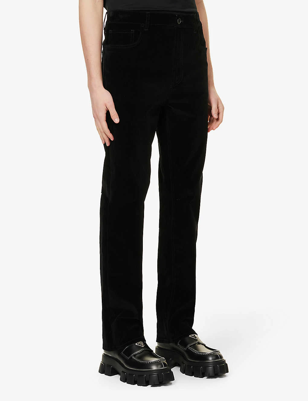 Prada Velvet-texture Straight-leg Cotton-blend Trousers 5 Prada Velvet-texture Straight-leg Cotton-blend Trousers - Image 3