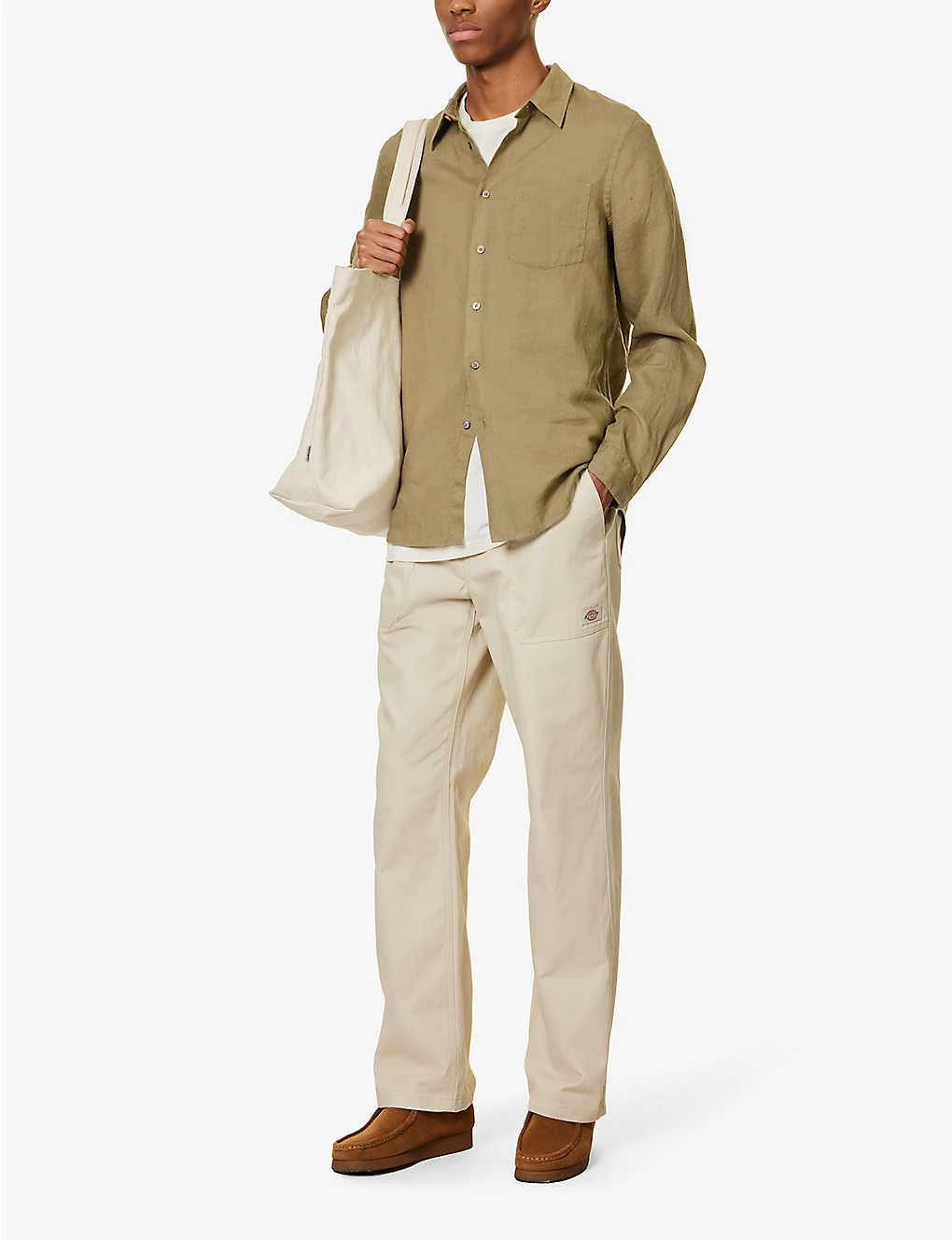 Pearlescent-button Chest-pocket Tailored-fit Linen Shirt 4 Pearlescent-button Chest-pocket Tailored-fit Linen Shirt - Image 2