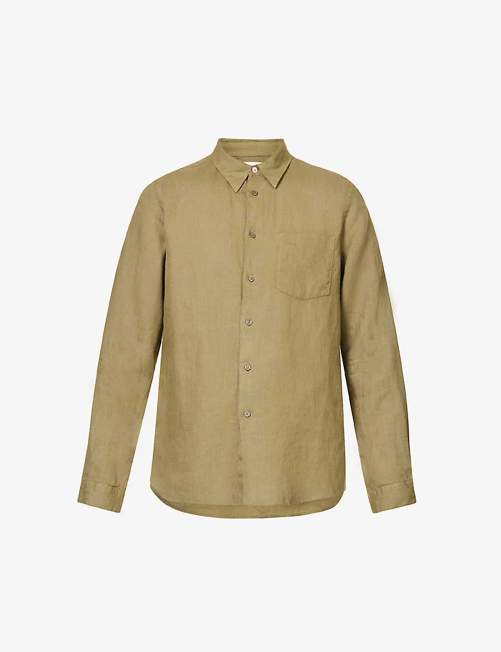 Pearlescent-button Chest-pocket Tailored-fit Linen Shirt 3 Pearlescent-button Chest-pocket Tailored-fit Linen Shirt