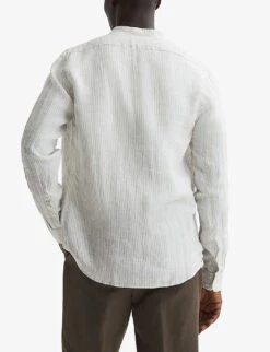 Reiss Ocean Striped Regular-fit Linen Shirt 10 Reiss Ocean Striped Regular-fit Linen Shirt -Gentlemen Style Shop R04122266 OATMEALWHITE ALT03