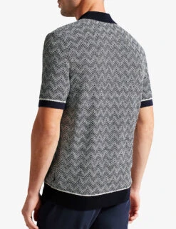 Ted Baker Waldun Zig-zag Knitted Polo Shirt -Gentlemen Style Shop R04122381 NAVY ALT03