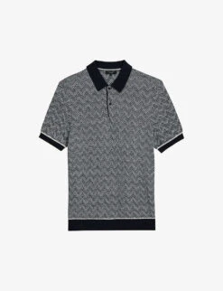 Ted Baker Waldun Zig-zag Knitted Polo Shirt
